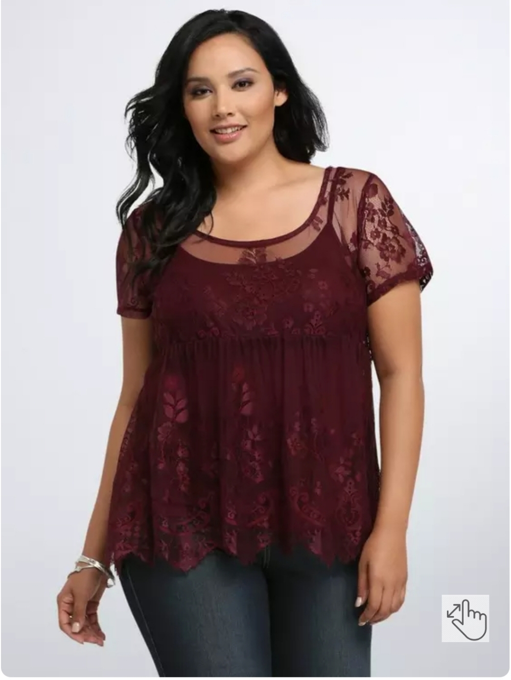 Torrid Deep Merlot Lace Babydoll Top Size 2/2x